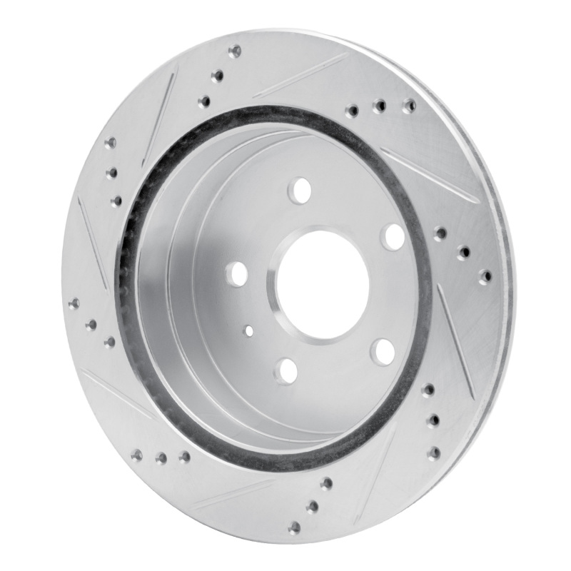 Chevrolet Equinox Brake Rotor (1) - Rear Right - R1 Concepts - Drilled & Slotted - Silver - `10-`17